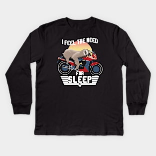 sleeping biker sloth Kids Long Sleeve T-Shirt